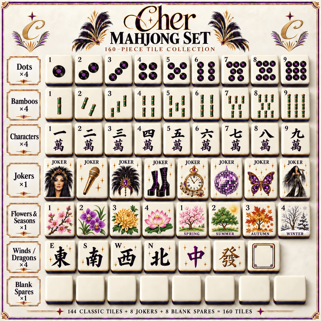 Premium CHER Mahjong Tiles Set PVNA