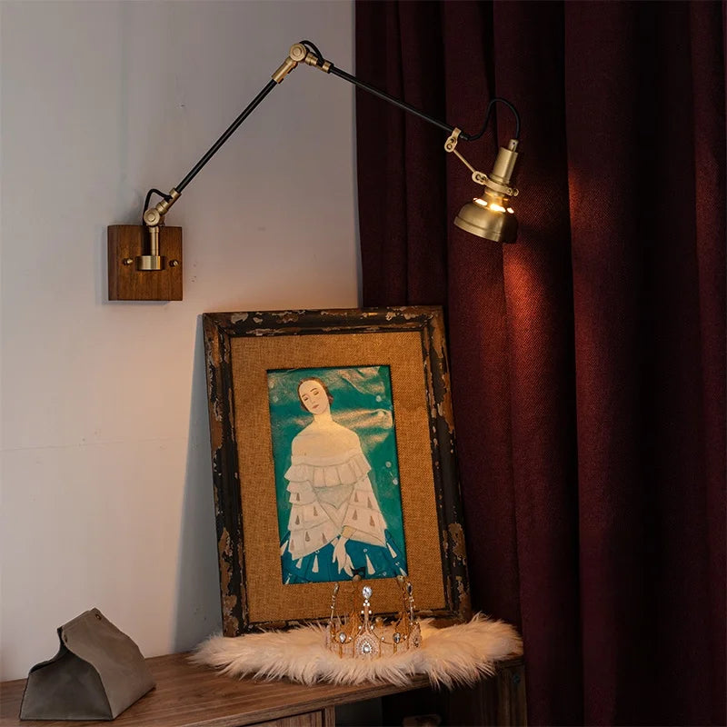 Retro Bedside Wall Lamp Mid-Century Industrial Style Wall Light for Living Room Bedroom Café Pull-Down Ambient Light