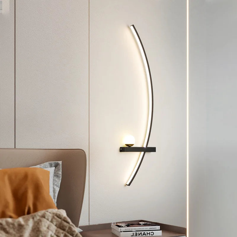 LED Wall Lamp Modern 55/105CM Black For Living Room Bedroom Bedside Corridor Study Room Cloakroom Decorative Lighting Fixtures