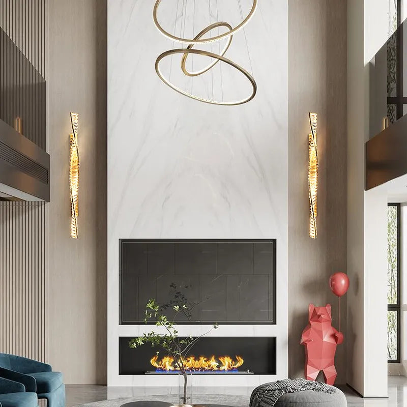 Gold Crystal Irregular Wall Lamp Luxury Modern LED Villa Hotel Corridor Bedside Sconce Light